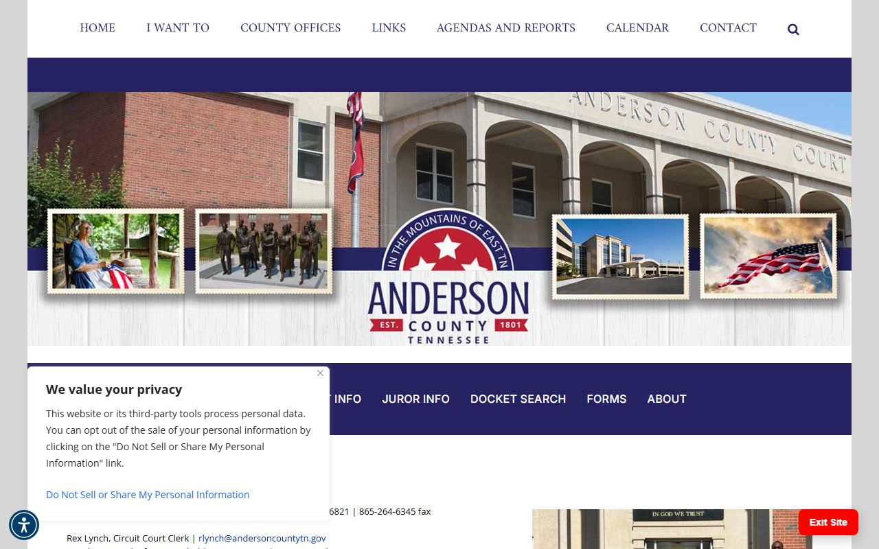 Anderson County Circuit Court Clerk court records source