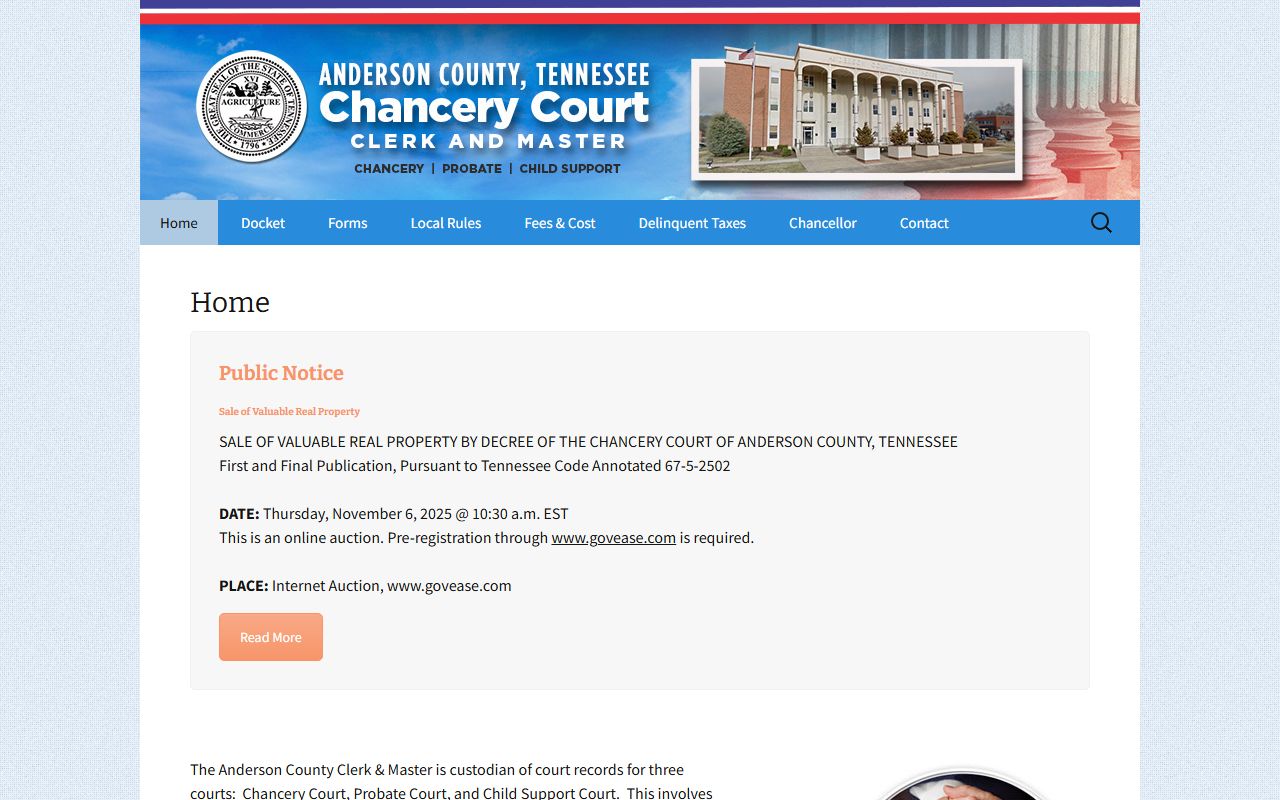 Anderson County Clerk and Master court records source