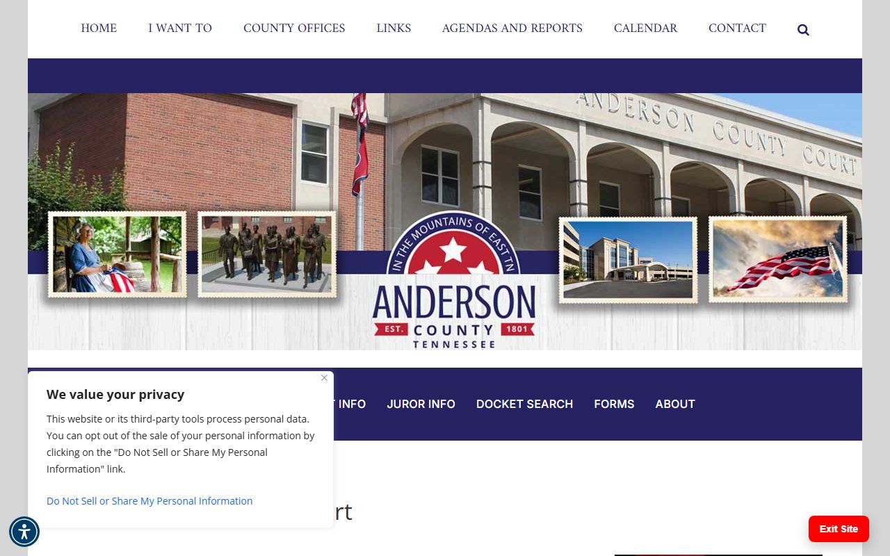 Anderson County court records source page