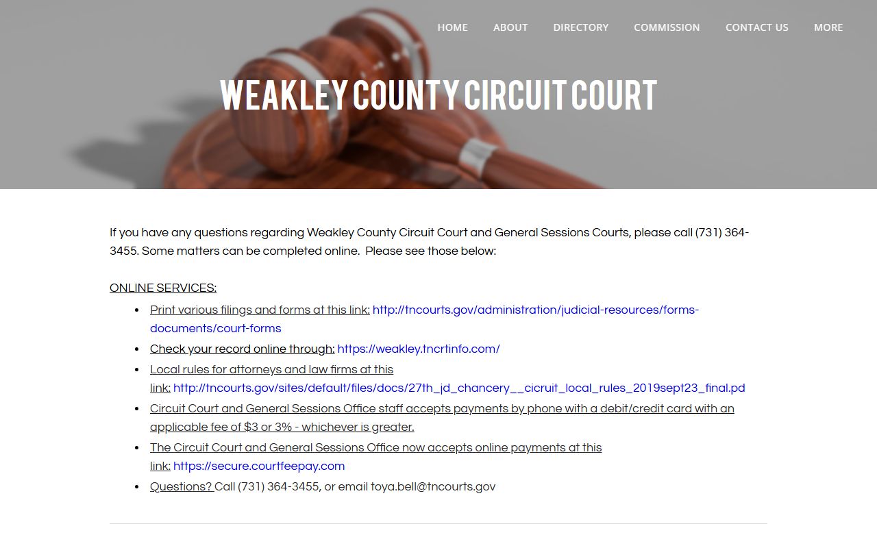 Weakley County court records circuit court source