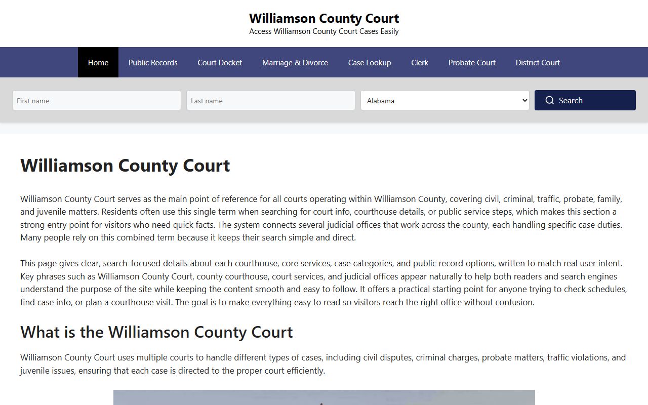 Williamson County court records official county courts source